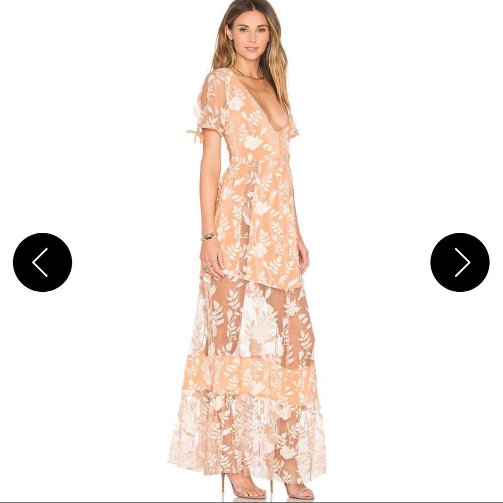 For Love and Lemons Mia Maxi in Peach - S, NWT